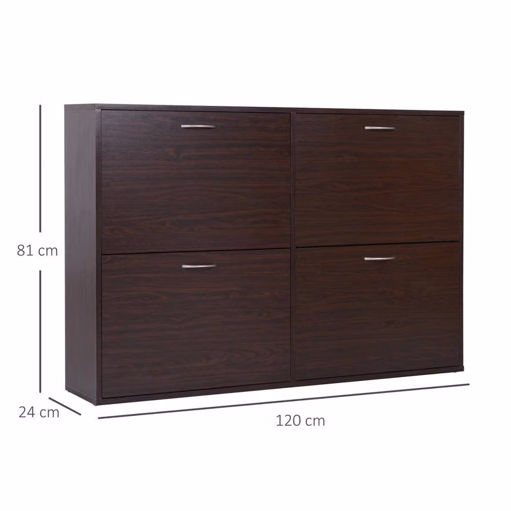 FORGEVIO Wooden Shoe Cabinet with Tilting Compartments and Drawers, Brown – 2