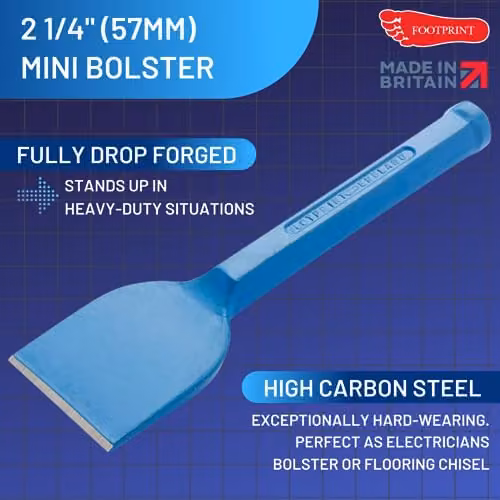 Footprint 58mm Blue Flat Brick Bolster Flooring Chisel Made of Hardened Steel – 2