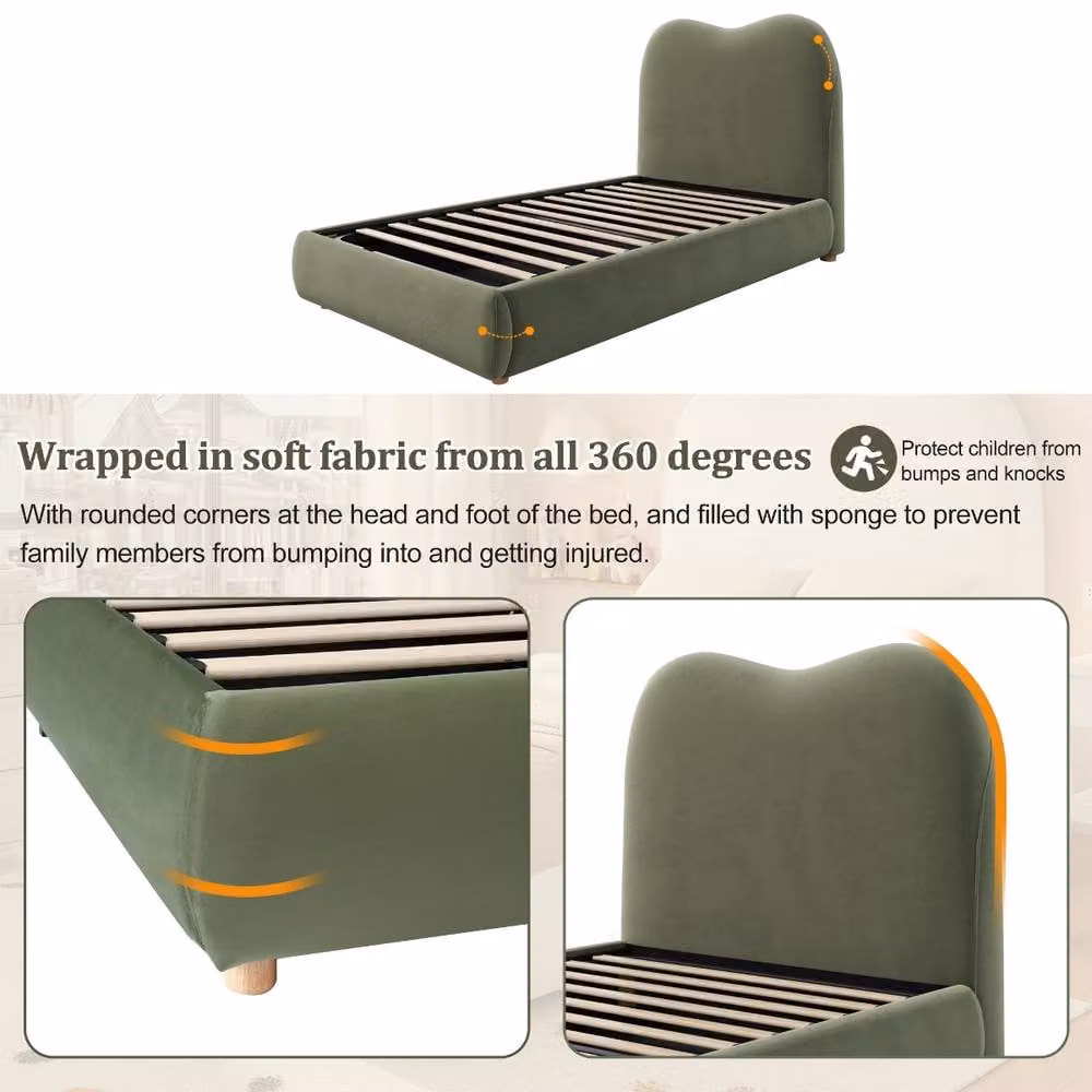 Rolipo Green Velvet Single Bed with Hydraulic Storage W/D/H: 90 x 190 cm – 7