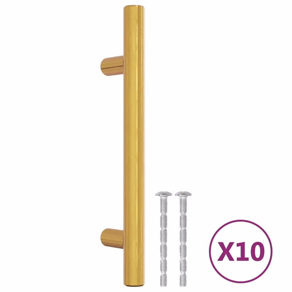 Berkfield Home Gold Brushed Stainless Steel Bar Cabinet Handles, 10 Pack, Length: 96 mm – 2