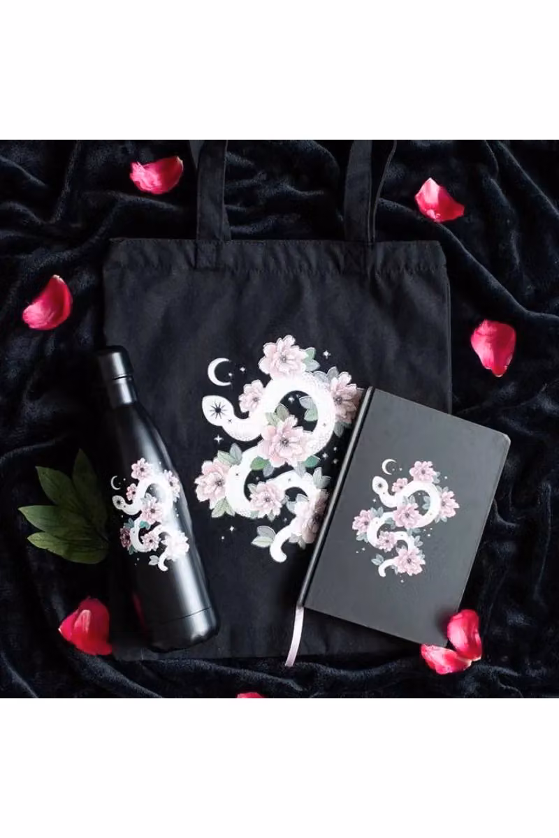 Something Different Floral Snake Stainless Steel Water Bottle, Black, White and Pink, 250 ml – 4