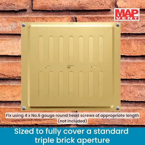 Map 949-33 Gold Aluminium Adjustable Air Vent Triple Brick Sliding Hit and Miss Grille Cover, 229mm x 229mm – 2
