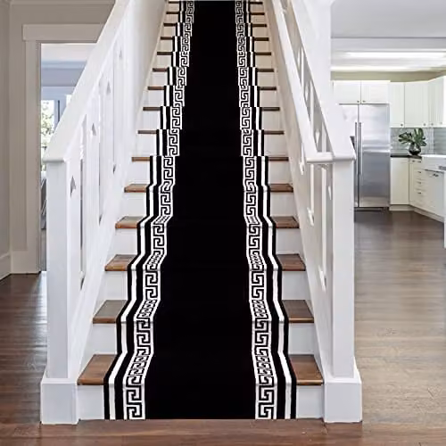 runrug Soft and Durable Stair Runner Carpet in Black, W: 60 cm, L: 600 cm – 1