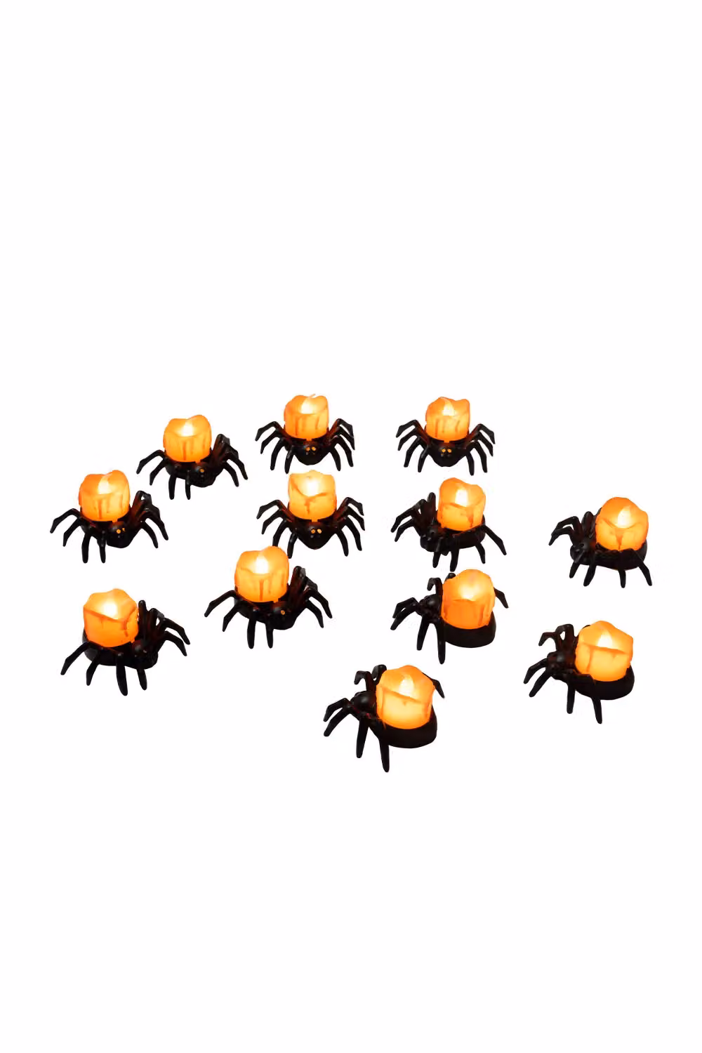 Living and Home 12-Piece Orange Halloween LED Spider Tealight Candle Ornaments with Flicker Effect – 2