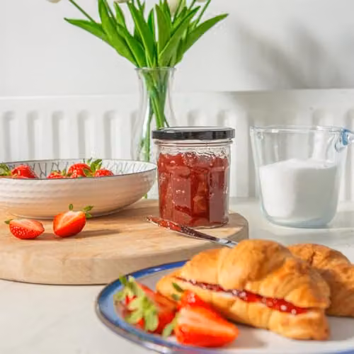 Argon Tableware Glass Jam Jars with Airtight Black Lids, 250ml, Pack of 6 – 2
