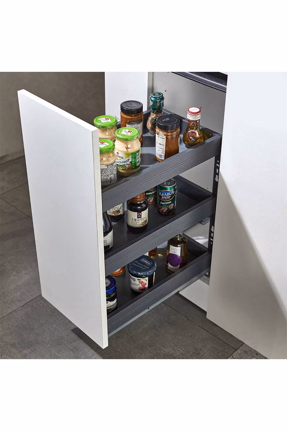 Living and Home 3-Tier Aluminium Kitchen Cabinet Pull Out Storage Drawer in Black, W/D/H: 20 x 43 x 45 cm – 2