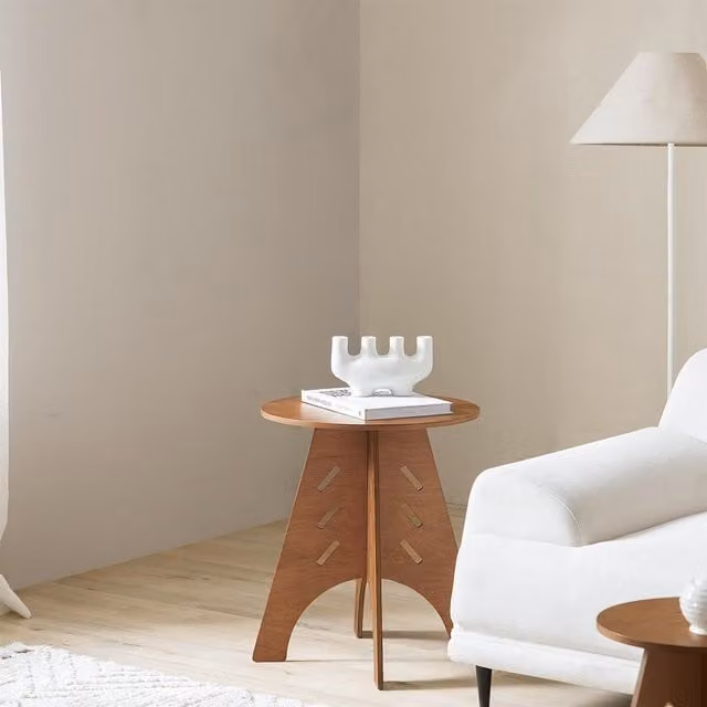 SoBuy Modern Round Side Table in Brown MDF Laminate
