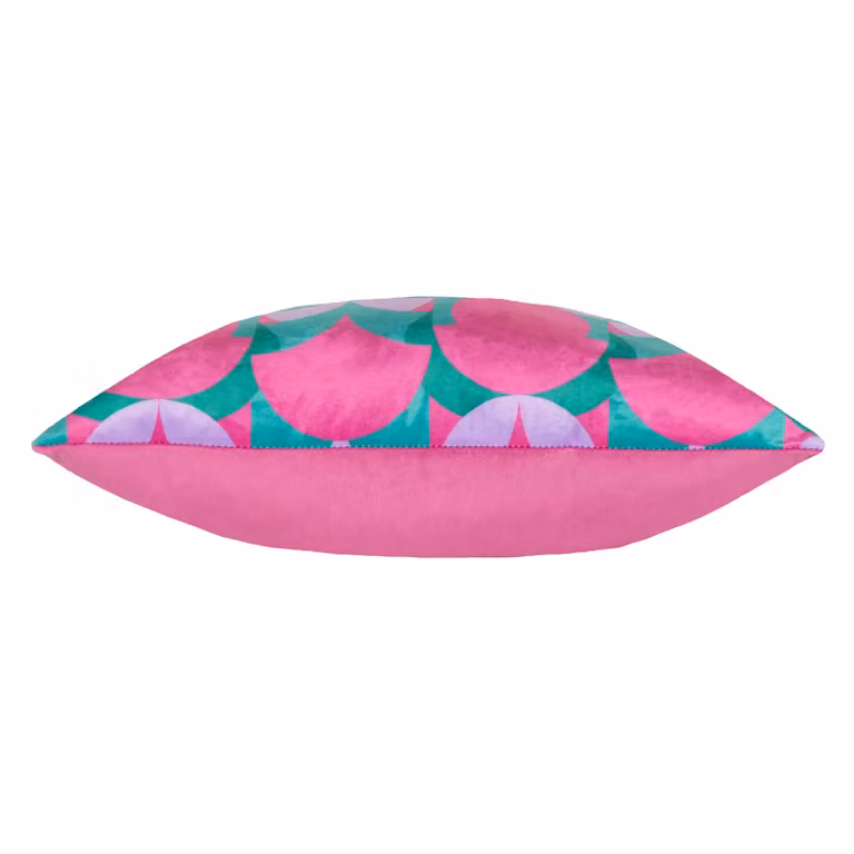 Heya Home Raeya Art Deco Velvet Cushion, Pink and Multicolour, W/D/H: 45 x 45 x 45 cm
