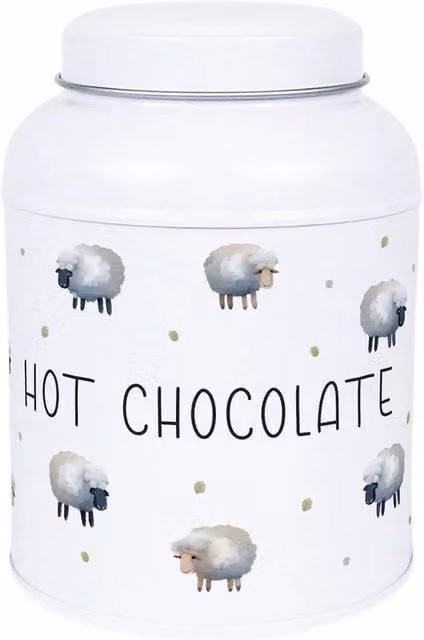 Purely Home Spring Sheep Hot Chocolate Storage Canister with Domed Lid, White Metal