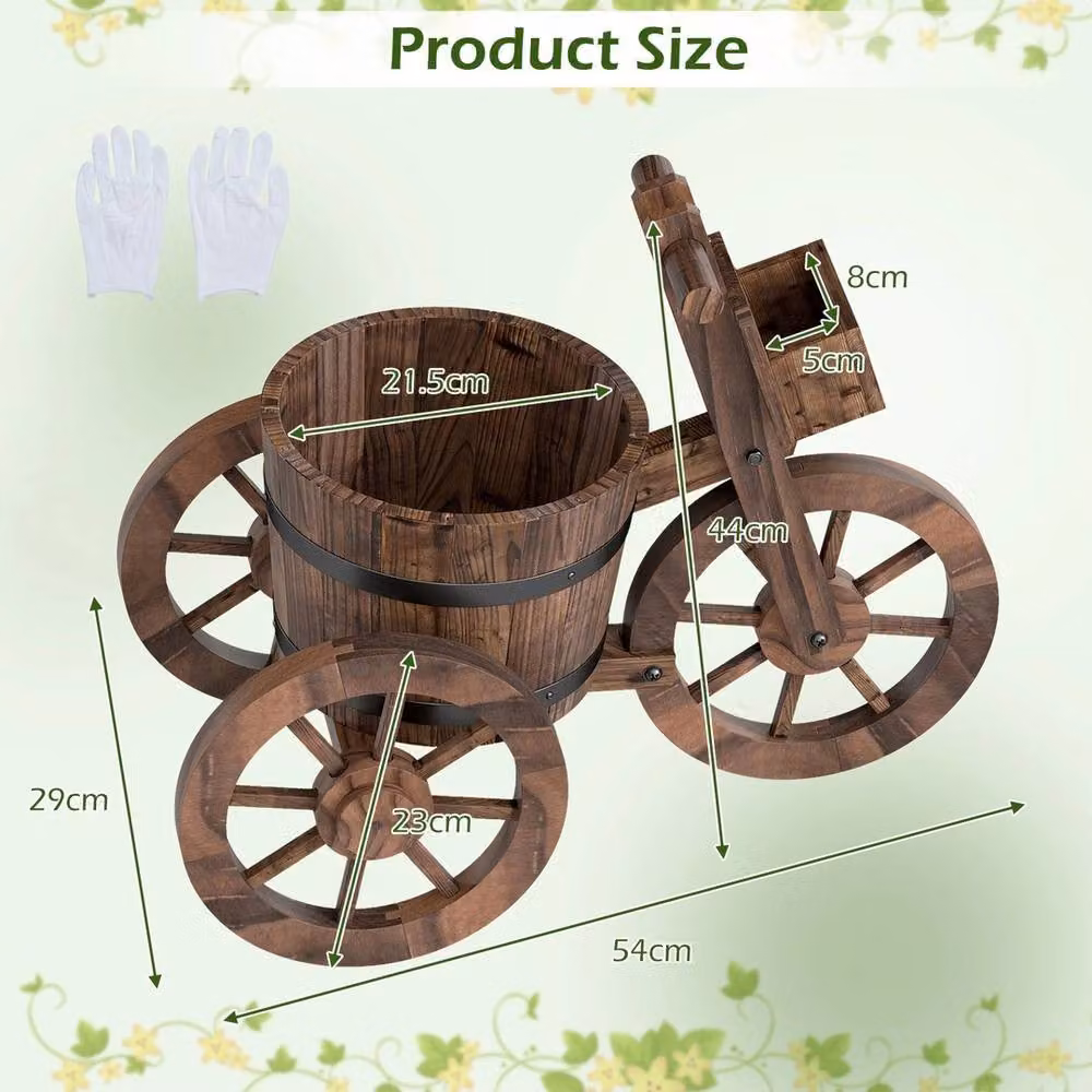 NESTLUNE Brown Wooden Decorative Herb Planter with Wheels for Indoor and Outdoor Use, W: 54.0 cm, D: 29.0 cm, H: 54.0 cm – 2