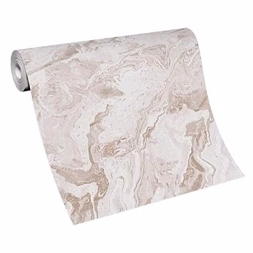 Erismann 10318-13 Non-Woven Marble Look Wallpaper in Pink, White and Copper Metallic – 2
