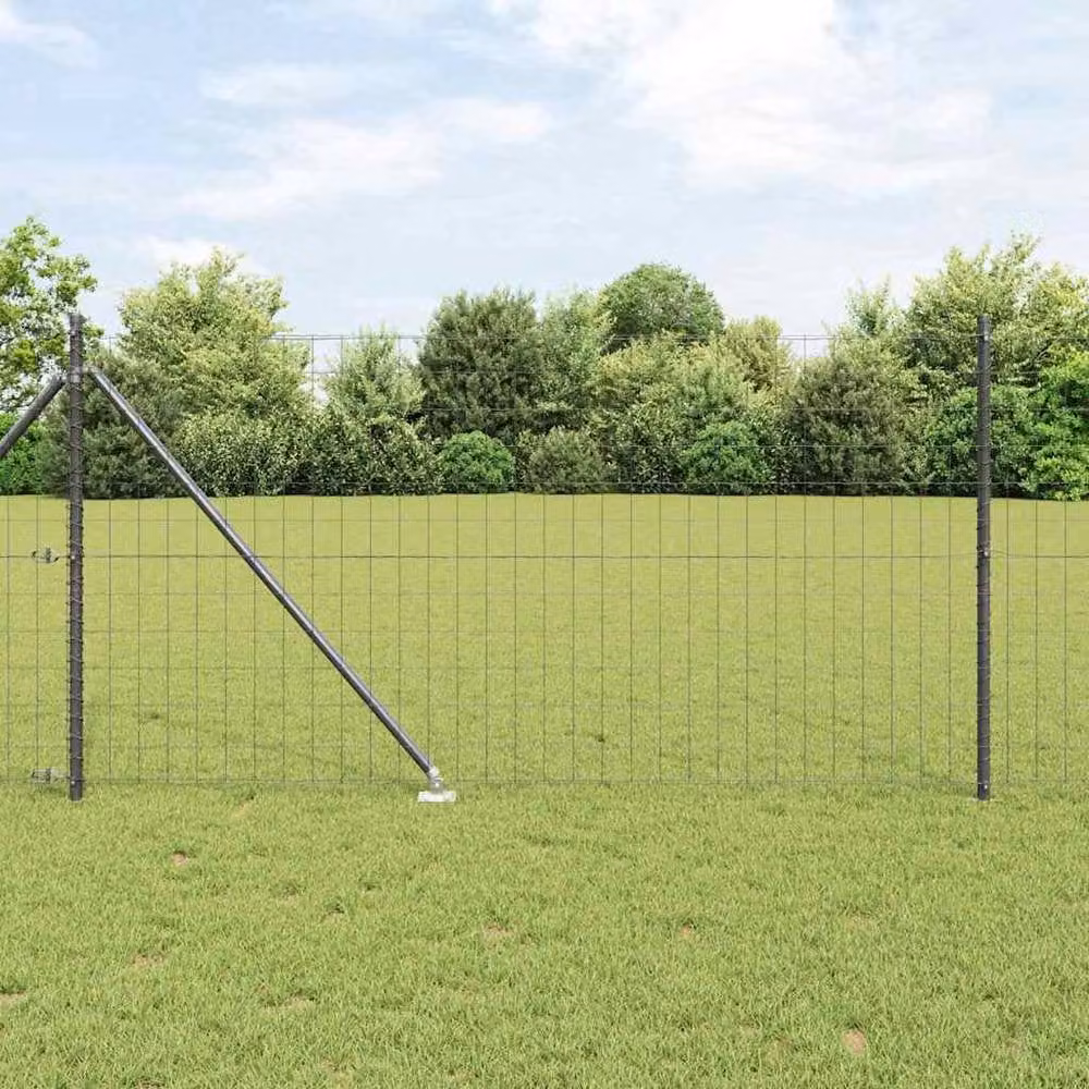 Berkfield Home Modern Euro Fence with 7 Spike Posts, Galvanised Steel, Grey, W: 10 m, H: 1 m – 2