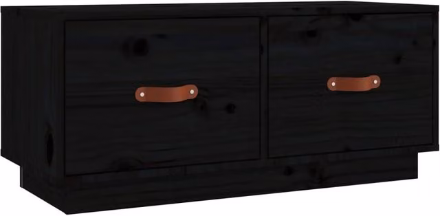 Berkfield Home Black Rustic Solid Wood Pine TV Cabinet W/D/H: 80 x 34 x 35 cm – 1