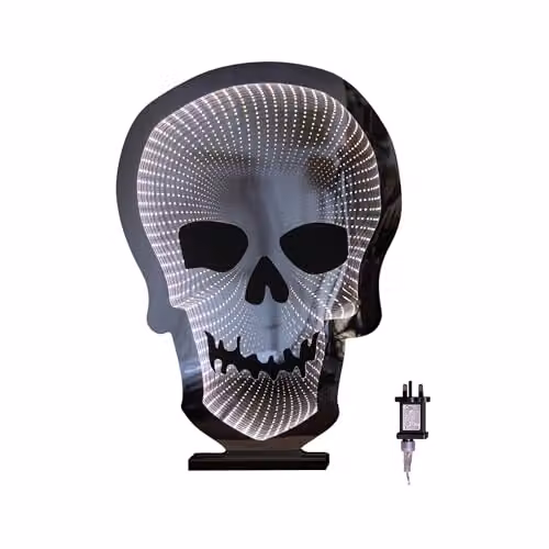 Samuel ALEXANDER White Light Up Halloween Skull Infinity Decoration with Warm White LEDs, Height: 60 cm – 5