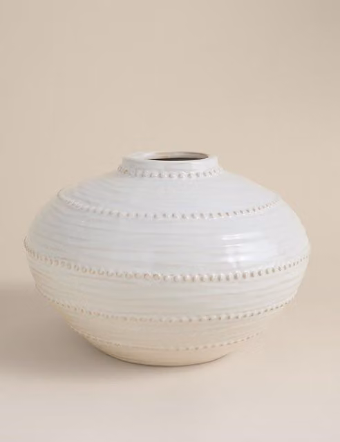 M&S Squat Bobble Ceramic Vase in White