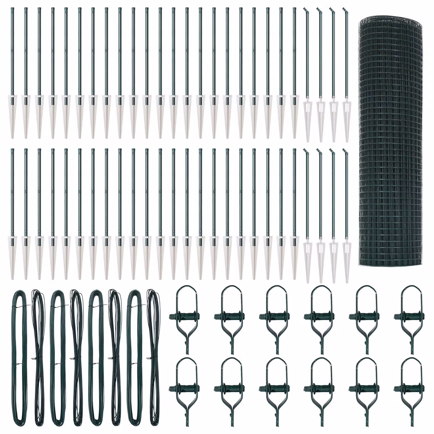 Berkfield Home Green Steel Welded Wire Fence with 13 In-Ground Spike Posts, W: 0.5 m, L: 100 m – 2