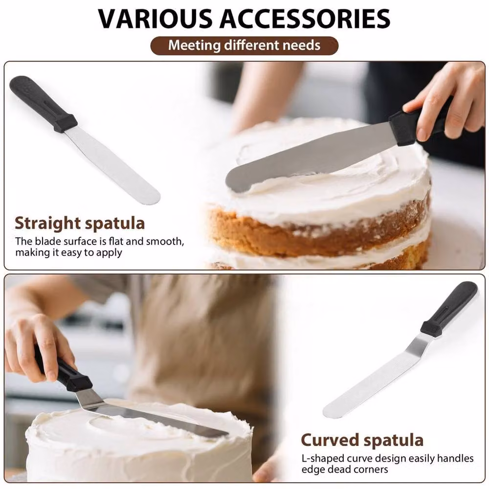 FLAVORA Silver Aluminium Cake Decorating Kit with Spatula – 3