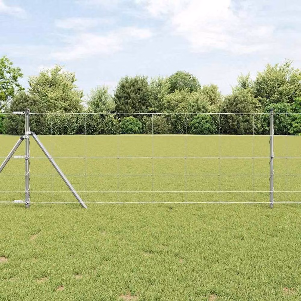 Berkfield Home Modern Field Fence in Silver Galvanised Steel, 0.8 x 100 m – 2