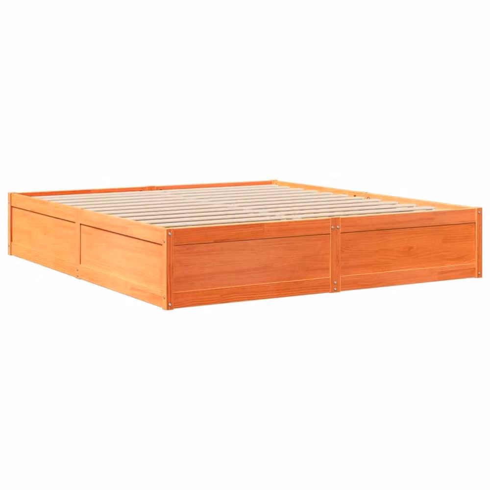 Berkfield Home Solid Wood Pine Bed Frame in Waxed Brown, 200 x 200 cm – 3