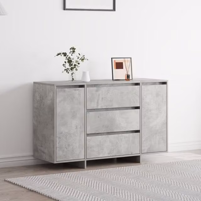 Berkfield Home Modern Sideboard in Concrete Grey, W/D/H: 120 x 41 x 75 cm – 1