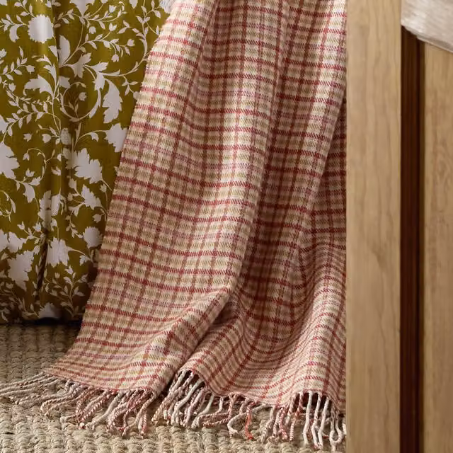 Laura Ashley Padbury Check Reversible Double Face Throw in Russet Red and Orange, W: 150 cm x L: 200 cm