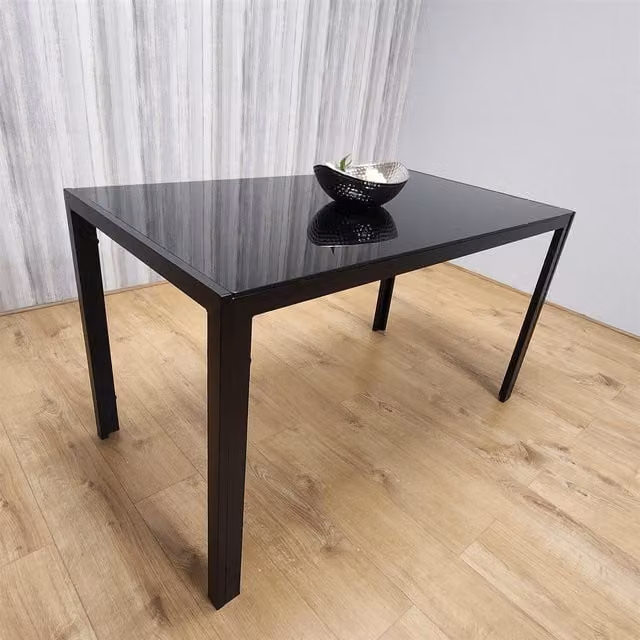 Kosy Koala Modern Black Rectangular 4 Seater Glass Dining Table