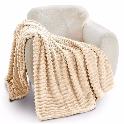 GAVENO CAVAILIA Fluffy Fleece Throw Blanket, Beige, W/D/H: 150 x 200 cm