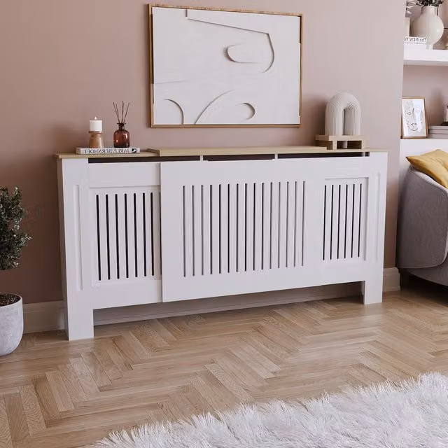 Vida Designs Wall Mounted Radiator Cover in White, Width: 140 cm