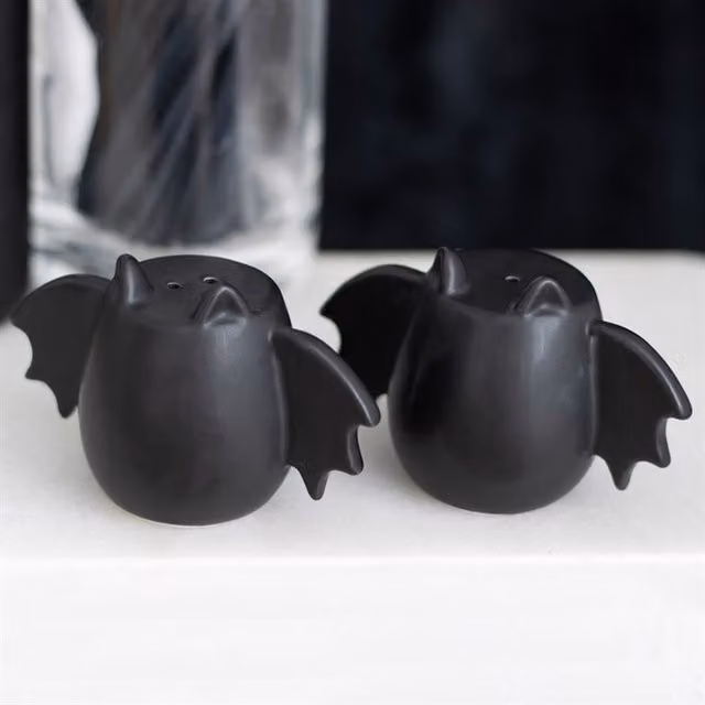 KDMK Bat Wing Salt and Pepper Shakers in Black