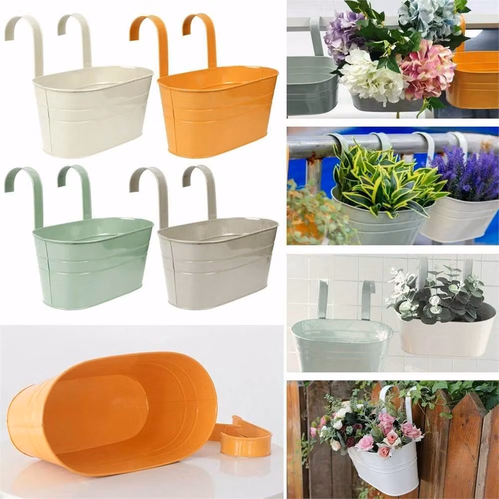 Havendro Multicolour Oval Metal Hanging Basket Planter W/D/H: 26.5 x 14.0 x 12.0 cm – 4