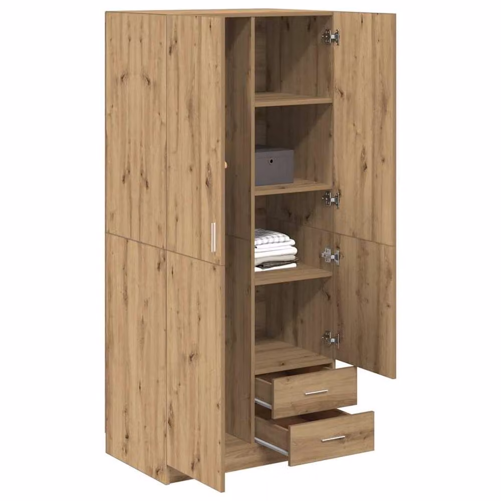 Berkfield Home Artisan Oak Wardrobe in Brown, W/D/H: 80 x 52 x 180 cm – 2