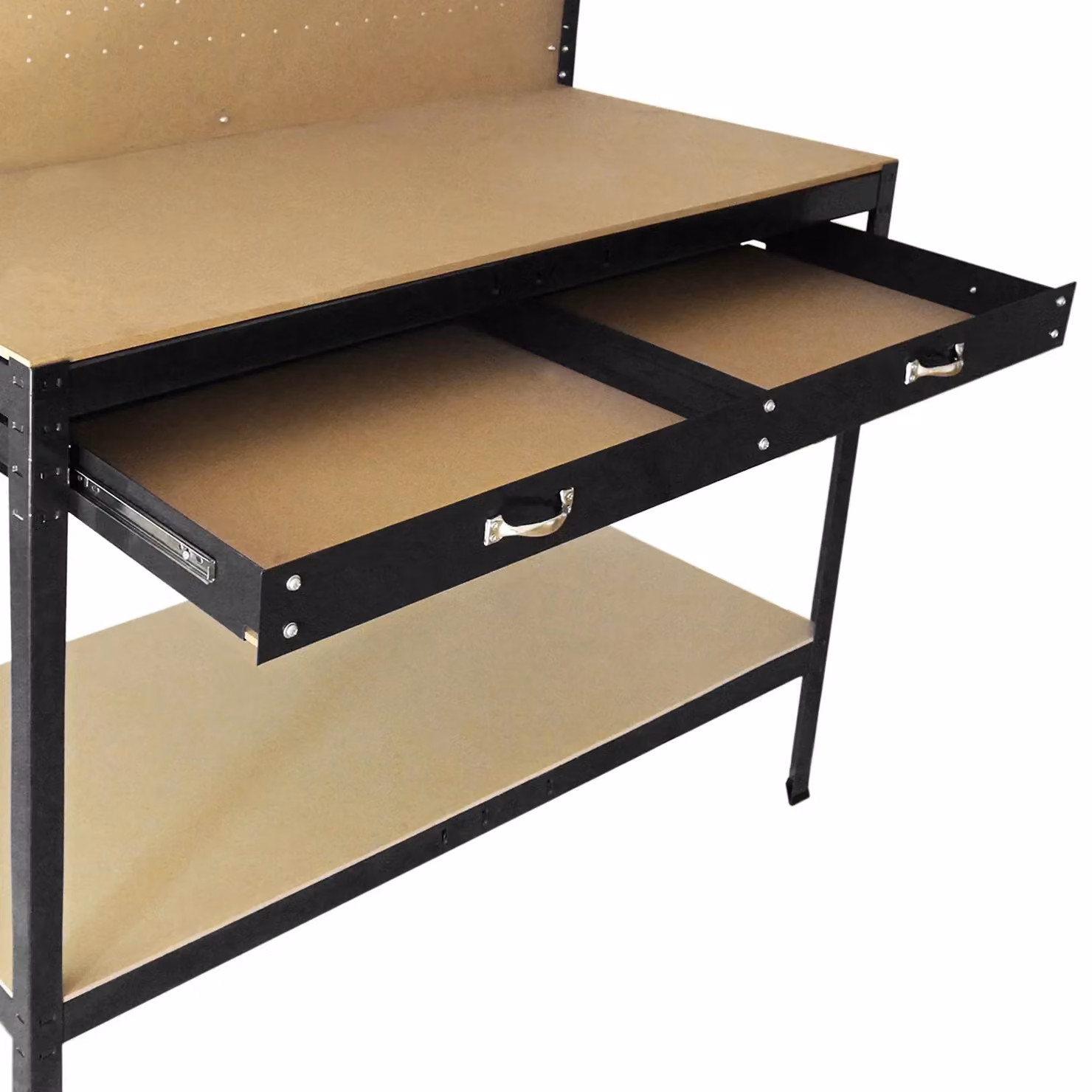 Monstershop Workbench with Pegboard in Black, W/D/H: 120 x 60 x 155 cm – 3
