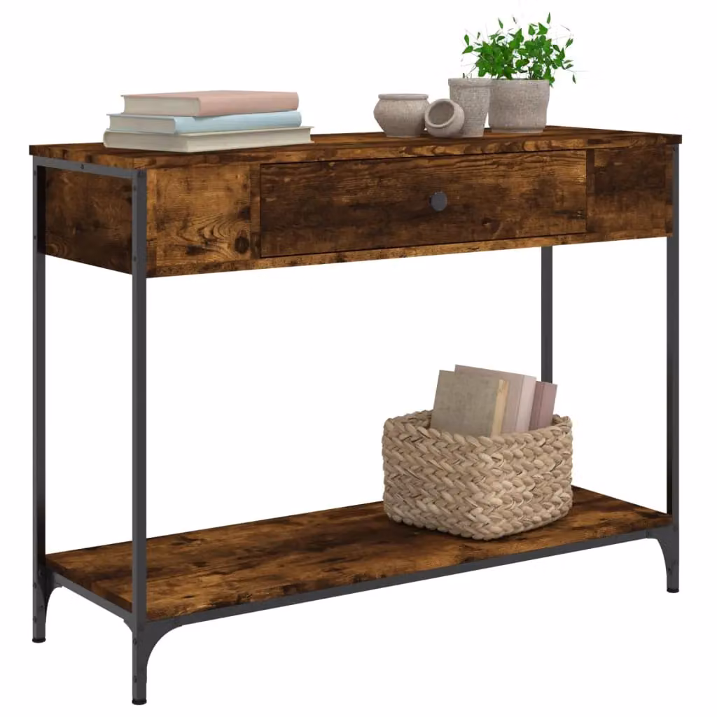 Berkfield Home Smoked Oak Console Table, Brown, W/D/H: 100 x 34.5 x 75 cm – 3