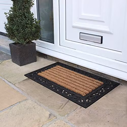 JVL Karina Heavy Duty Rectangular Coir and Rubber Doormat, Brown or Black, W: 45 cm, D: 75 cm – 6