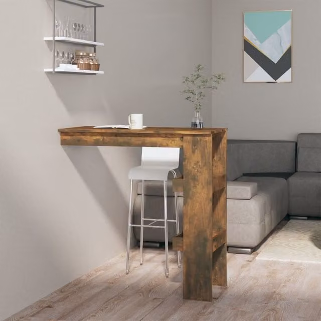 Berkfield Home Modern Wall Bar Table in Smoked Oak Brown, W/D/H: 102 x 45 x 103.5 cm – 1