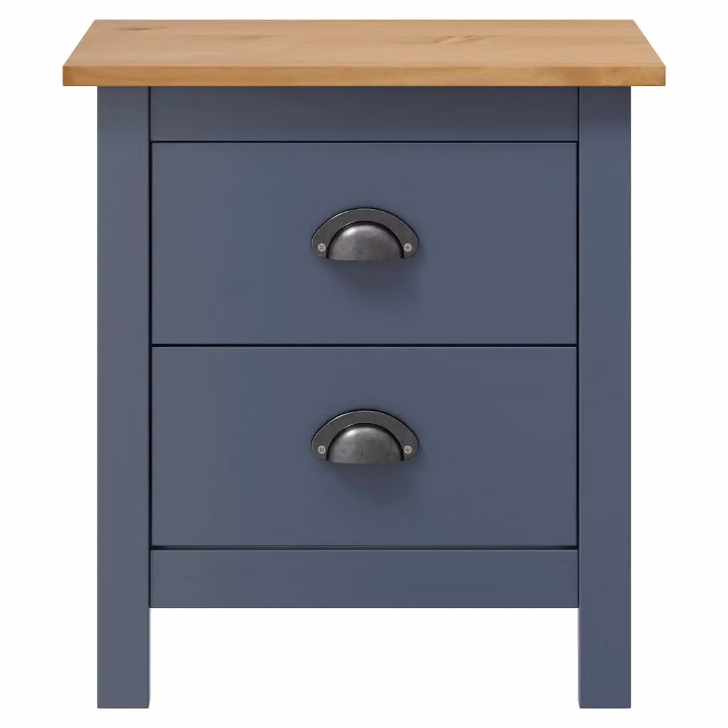 Berkfield Home Hill Bedside Cabinets, 2-Piece Grey Pine Wood Set, W: 46 cm, D: 35 cm, H: 49.5 cm – 2