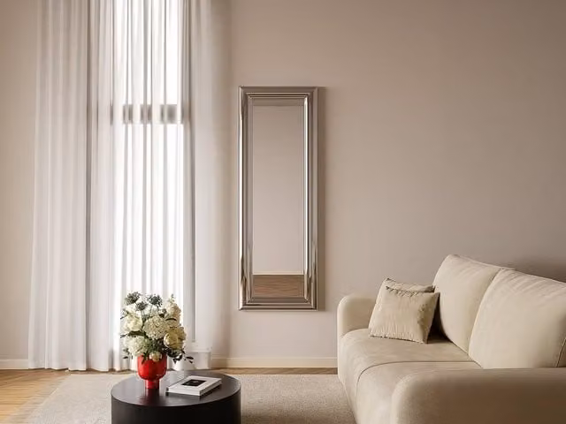 Vente-unique Boraya Rectangular Metal Wall Mirror in Silver, W: 60 cm, H: 170 cm – 1