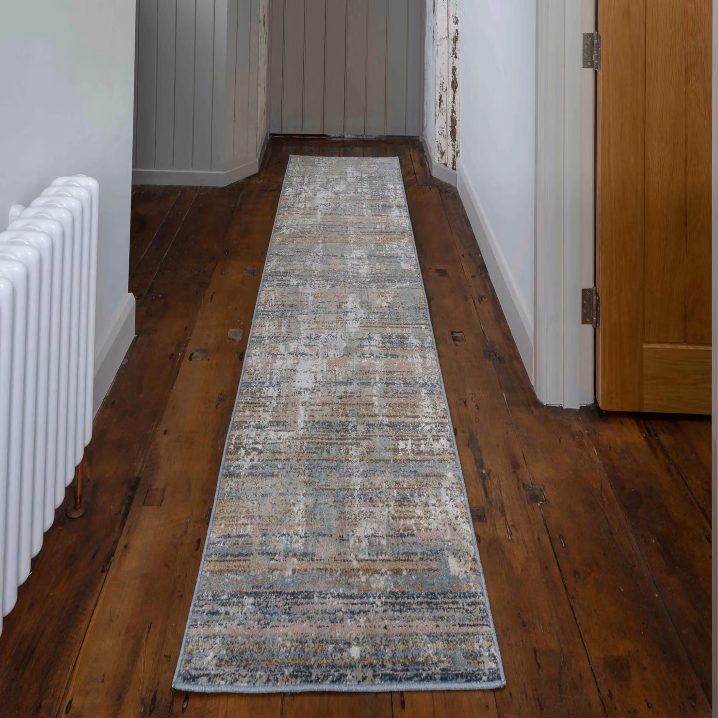 Kukoon Abstract Distressed Effect Area Rug in Beige, Blue, Grey and Silver, W: 120 cm, L: 170 cm – 3
