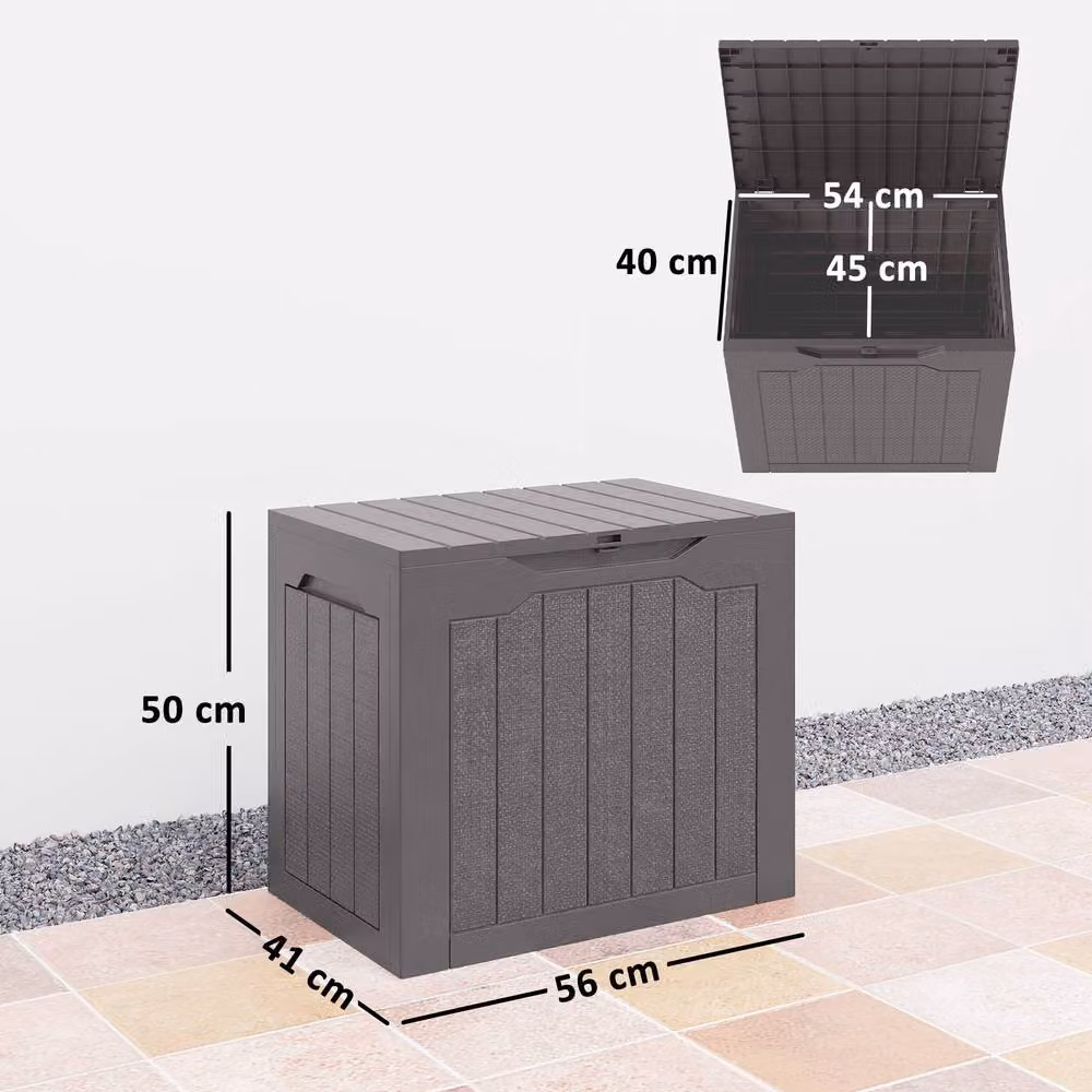 OUTSUNNY 93L Plastic Garden Storage Box with Handles in Grey – 3