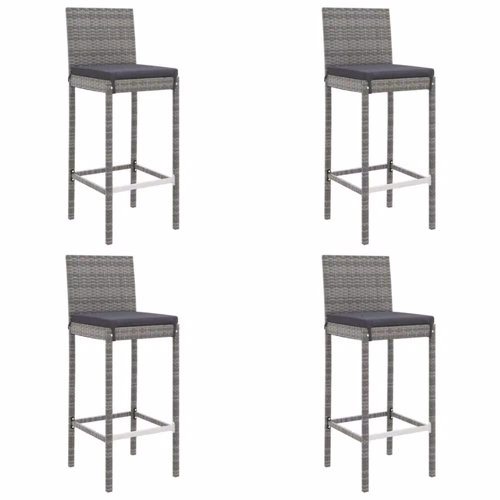 Berkfield Home 5 Piece Grey Poly Rattan Garden Bar Set with Cushions – 3