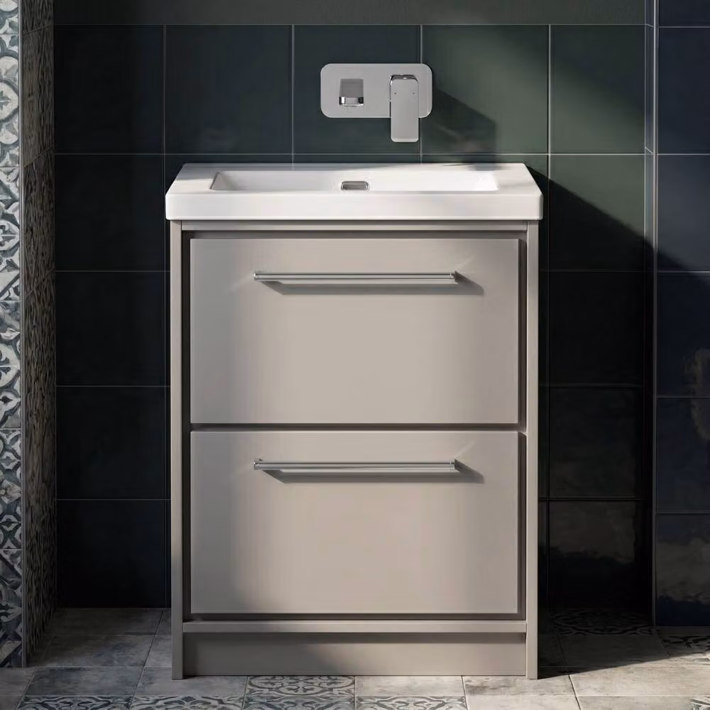 Balterley Modern Grey Matt Fireclay Bathroom Floor Basin with 2 Soft-Close Drawers, Width: 60 cm – 2
