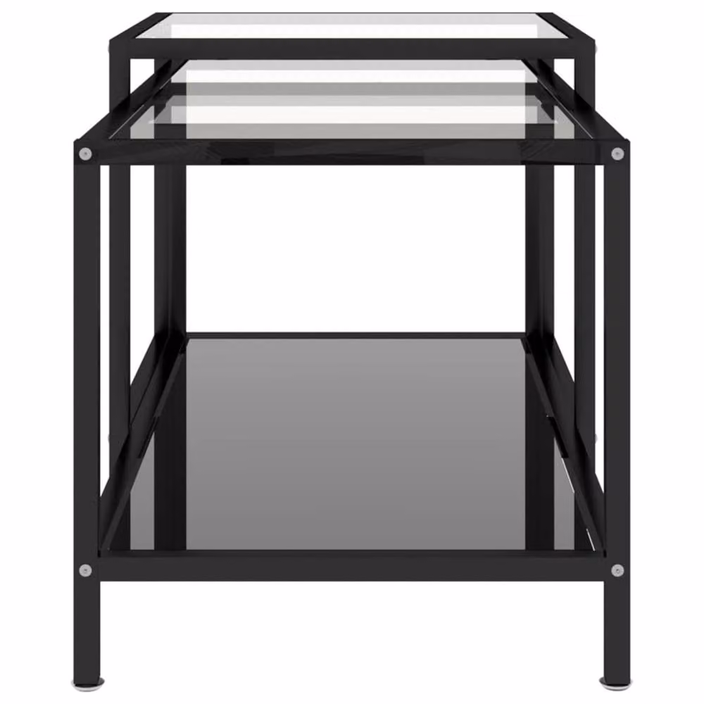 Berkfield Home Set of 2 Black Tempered Glass Nesting Tea Tables – 3