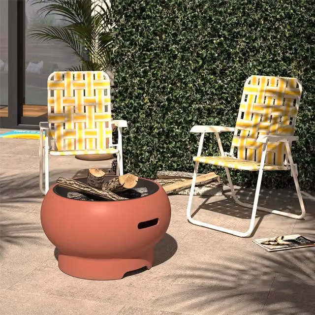 Novogratz NG Asher 22 inch Fire Pit Bowl in Red Persimmon
