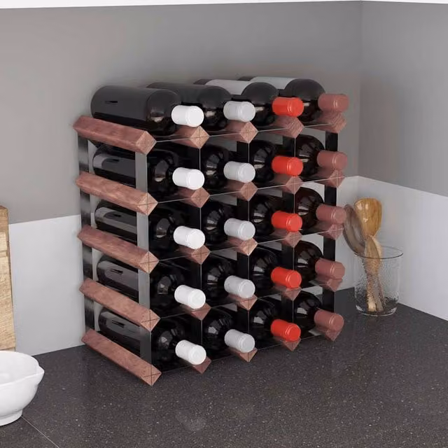 Berkfield Home Rustic Brown Solid Wood Pine Wall Mounted Wine Rack for 20 Bottles