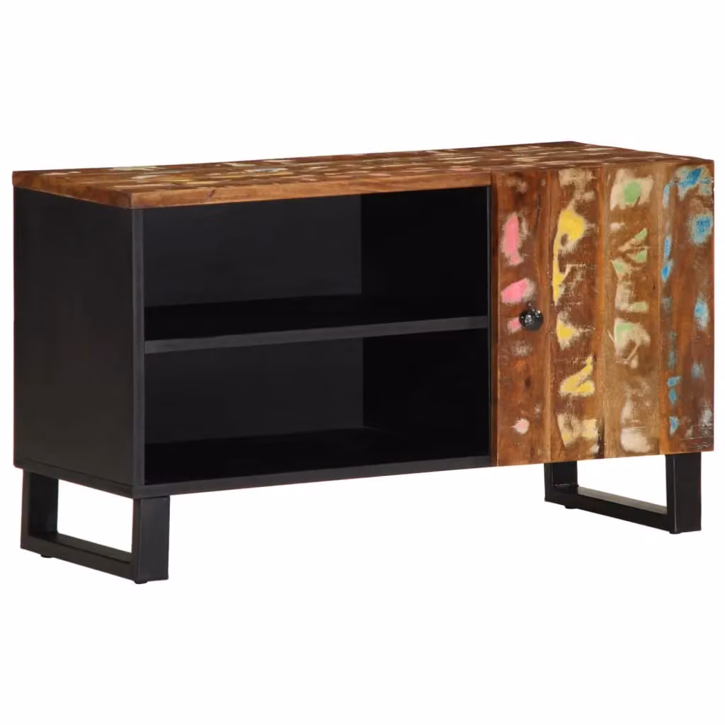 Berkfield Home Industrial TV Cabinet in Brown, Made from Reclaimed and Engineered Wood, W/D/H: 80 x 33 x 46 cm – 2