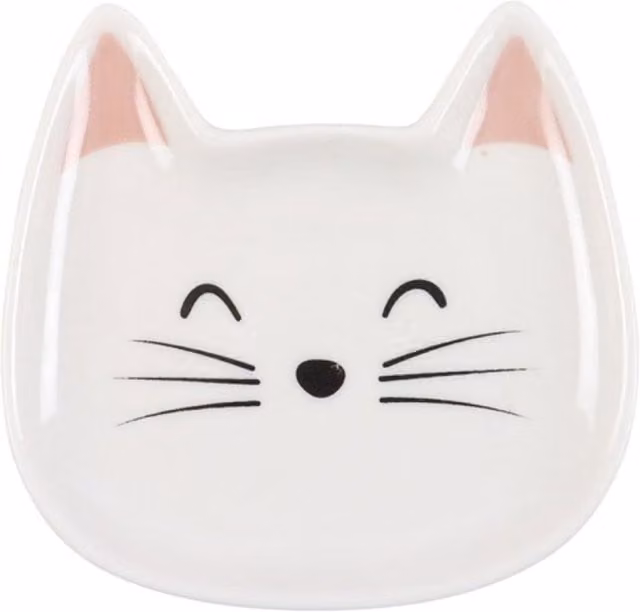 KDMK White Ceramic Cat Face Trinket Tray