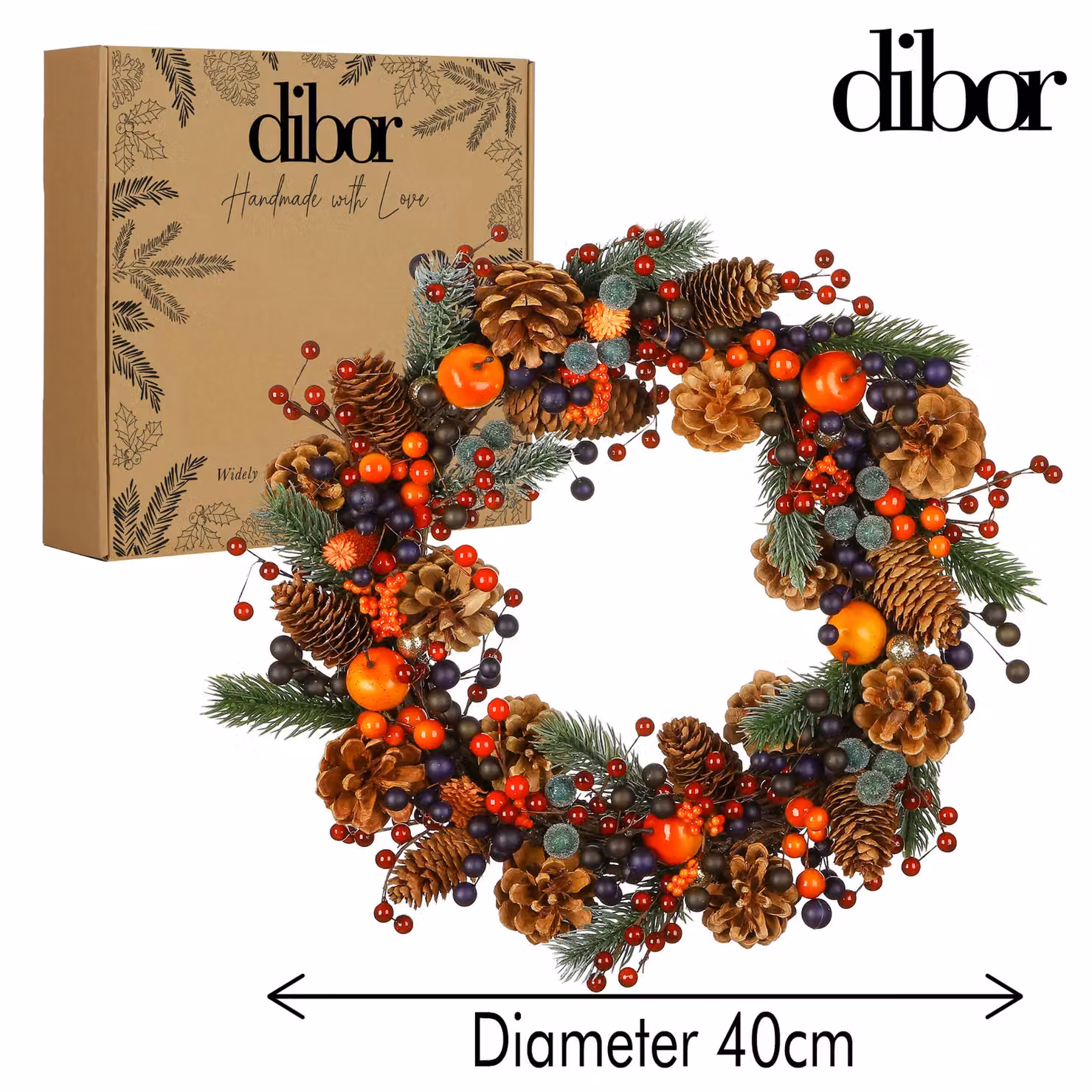 Dibor Harvest Fruits Christmas Wreath, Multicolour, Diameter: 40 cm – 3