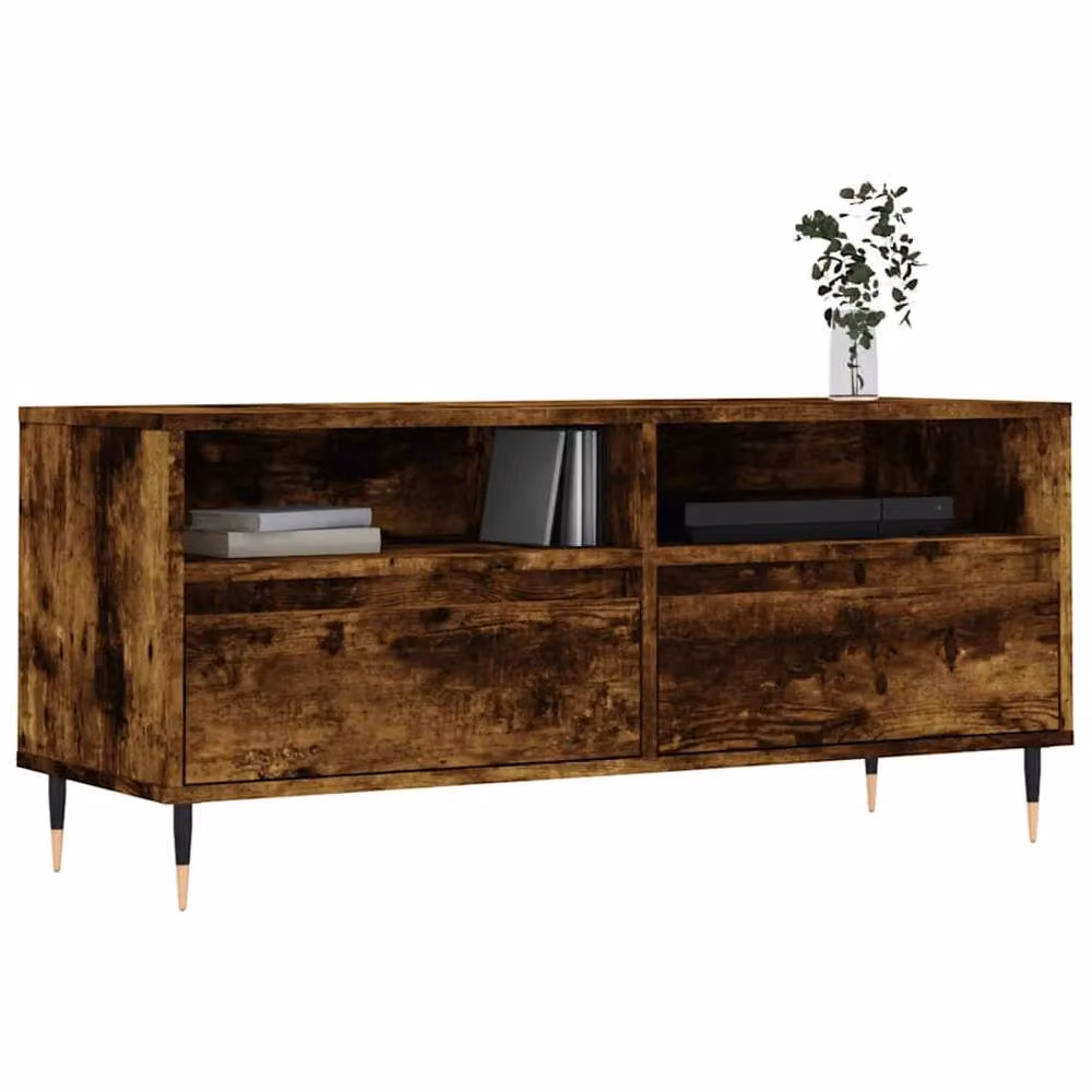 Berkfield Home Mid Century TV Cabinet in Smoked Oak Brown, W/D/H: 100 x 34.5 x 44.5 cm – 3