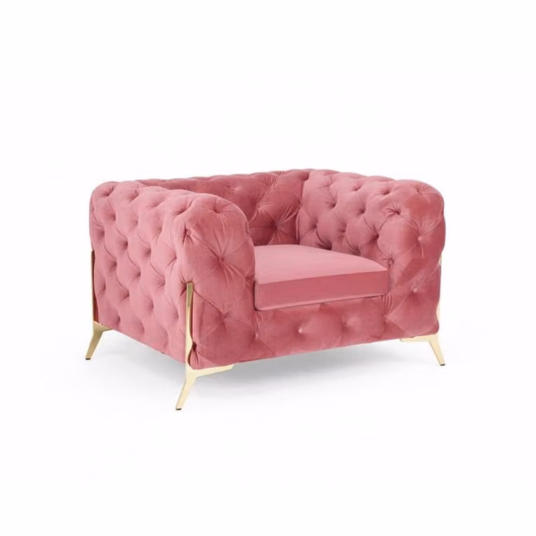 Stratus Interiors 3 Seater Italian Chesterfield Sofa in Pink Plush Velvet