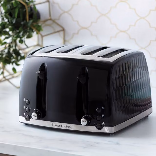 Russell Hobbs 4 Slice Honeycomb Toaster in Black